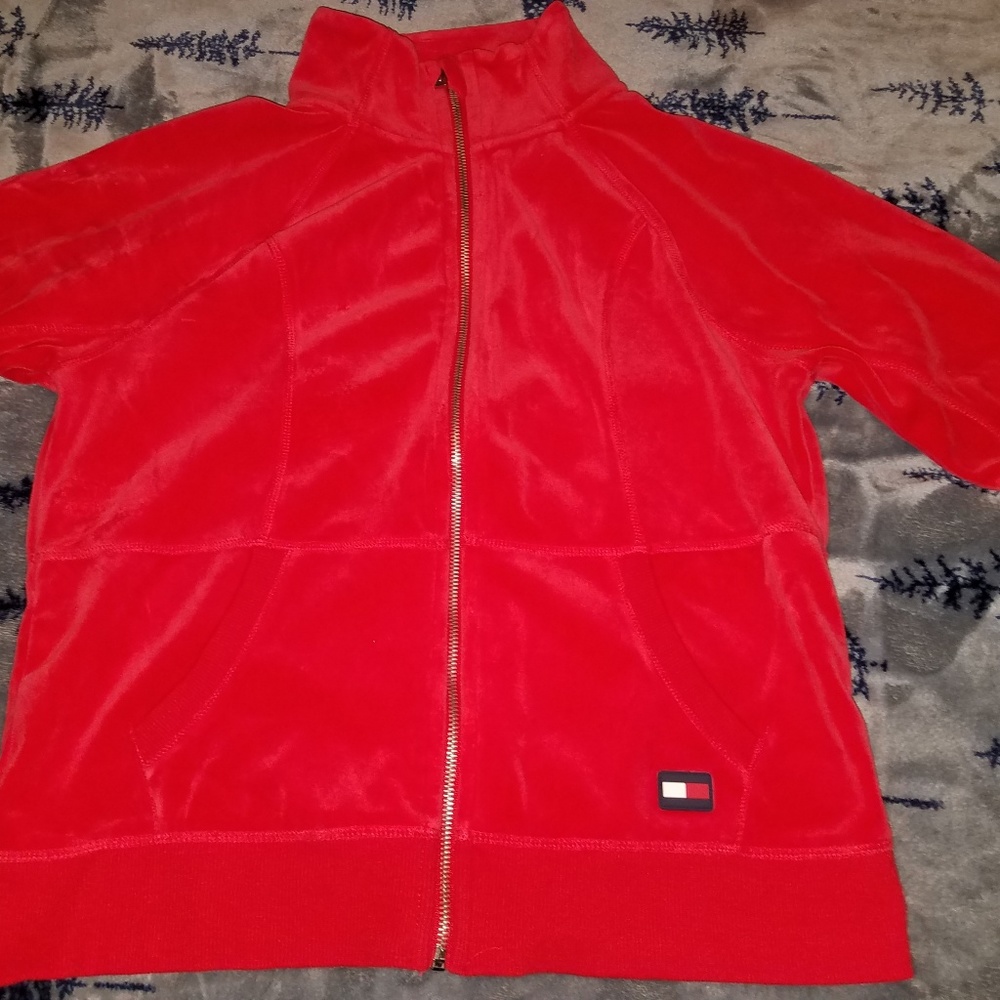 Tommy hilfiger zip up velour jacket